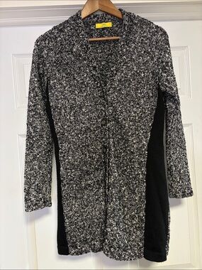 Women’s Black & White Marled Cardigan Sweater